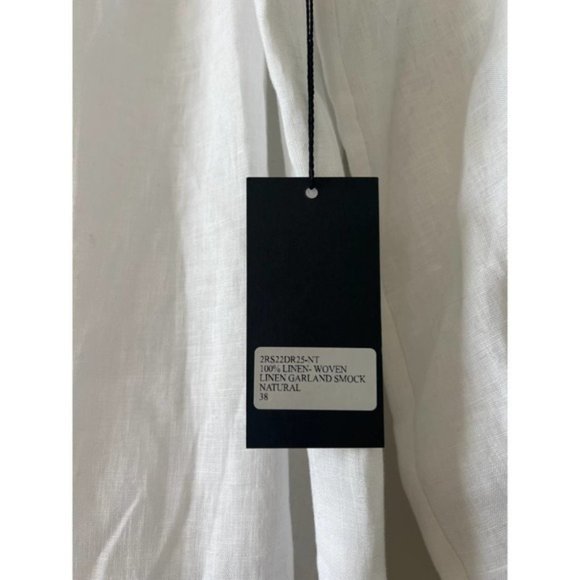 Ephemera Ruffle High Neck Linen Garland Smock Dress White Women's Size: 4 NWT - Picture 5 of 11